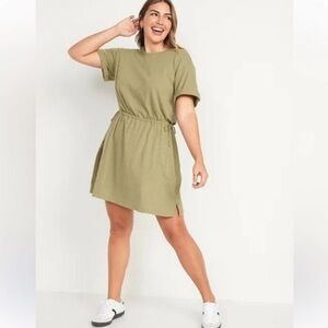NWOT Old Navy Waist-Defined Short-Sleeve Slub-Knit Mini T-Shirt Dress